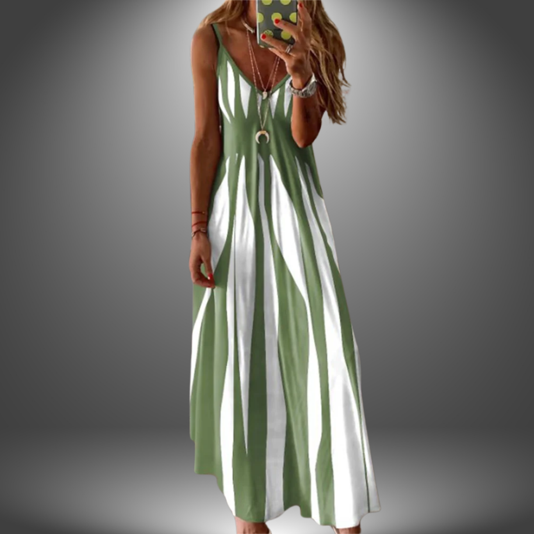 Brianna Women's Striped Maxi Dress Sleeveless