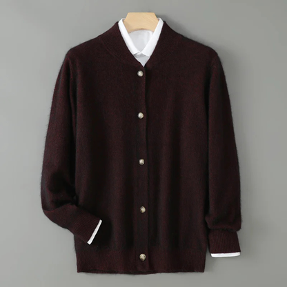 Men's Cashmere Cardigan Stand Collar Elegant Beige