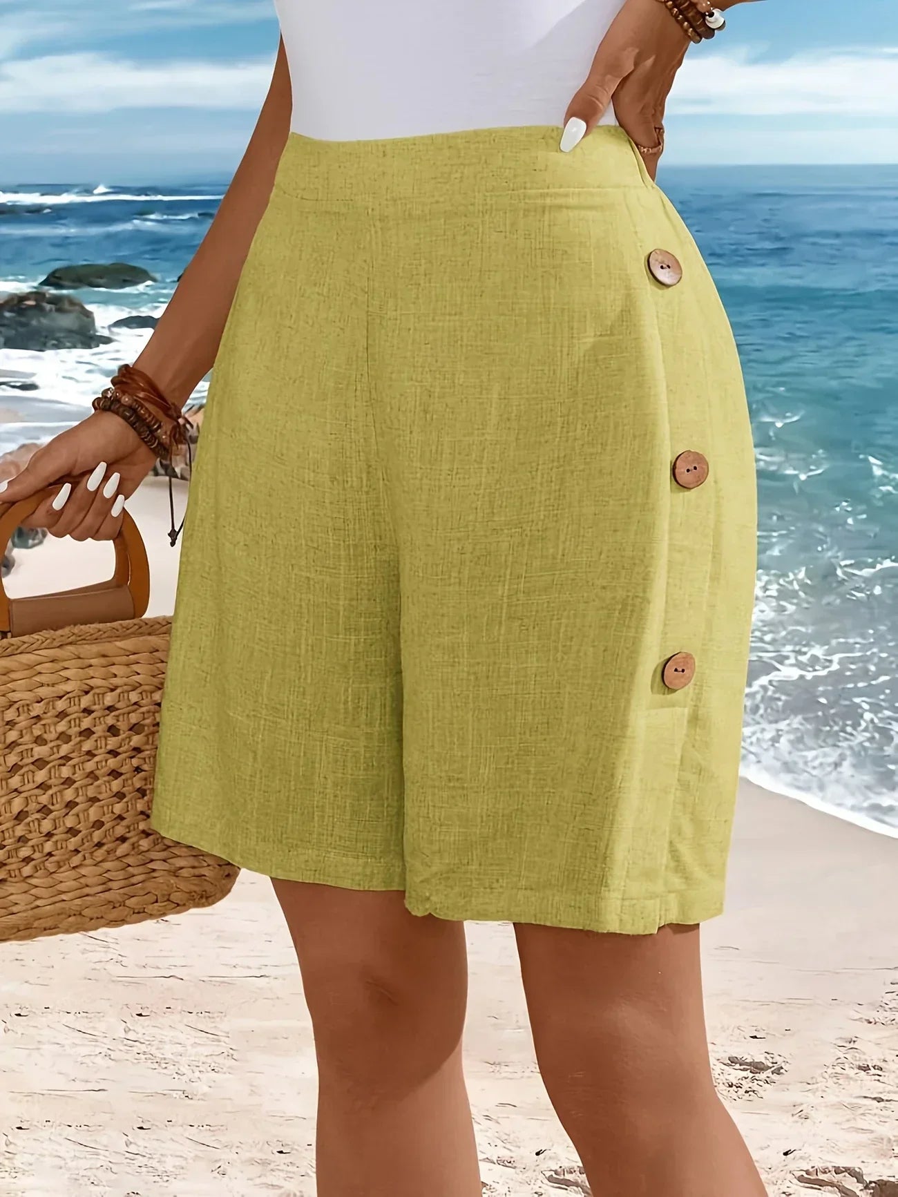 Women's Button Shorts Comfortable - VibreMode