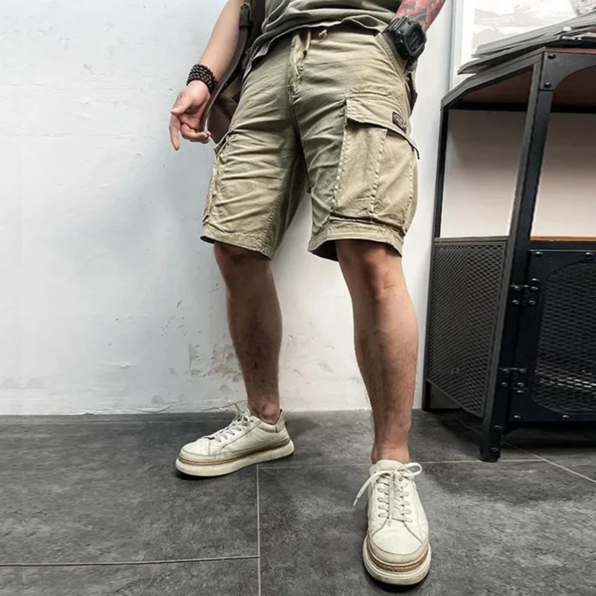 Men's Cargo Shorts Durable Cotton Khaki