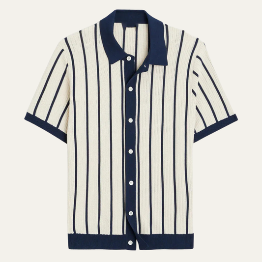 Men's Striped Polo Shirt Knit Cotton - VibreMode