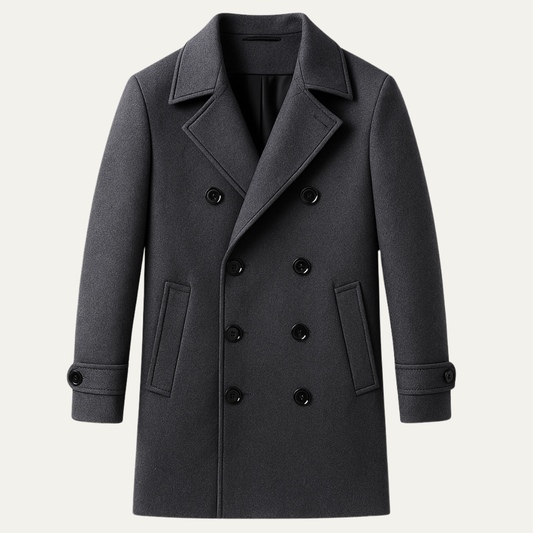 Men's Double Breasted Wool Blend Trench Coat - VibreMode