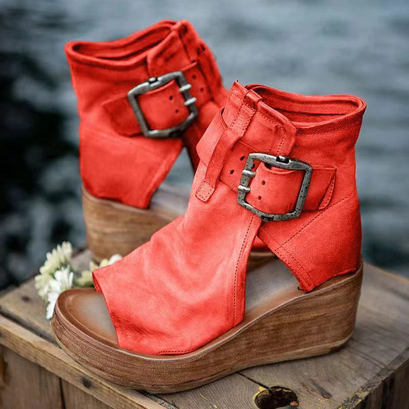 Womens Wedge Sandals Buckle Boho Style