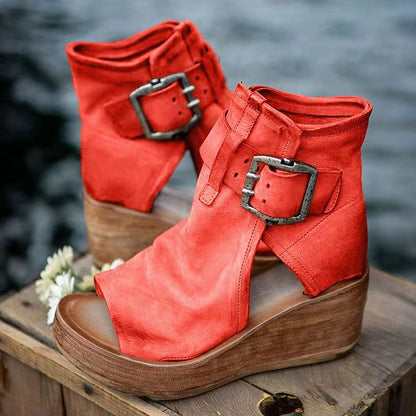 Womens Wedge Sandals Buckle Boho Style