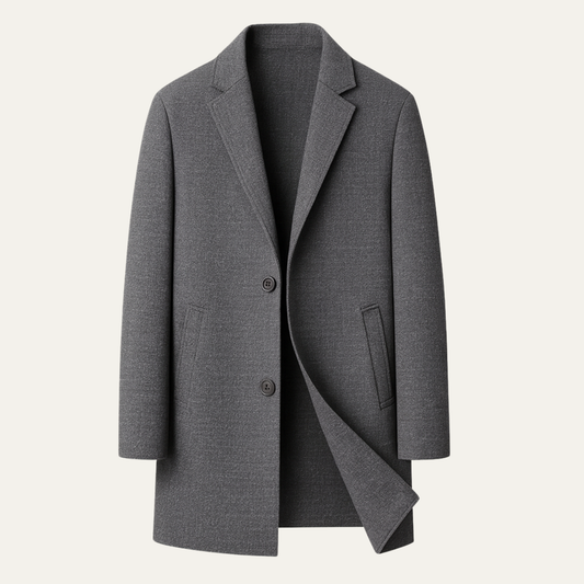 Men's Reversible Wool Trench Coat Notch Lapel - VibreMode