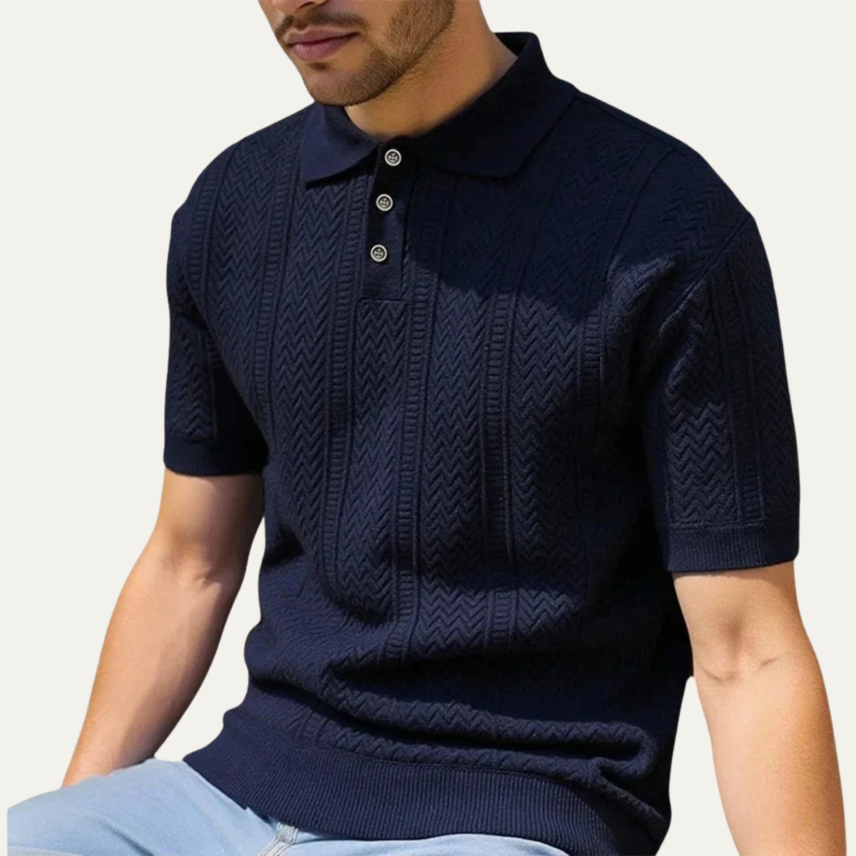 Men's Breathable Polo Shirt Knit Navy
