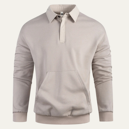 Men's Polo Sweatshirt Cotton Front Pocket - VibreMode