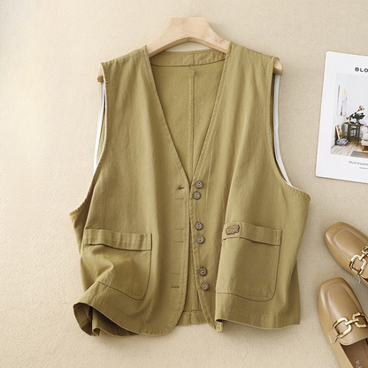 Women's Vest Button Down Patch Pockets
