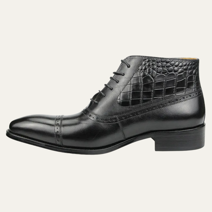 Men's Leather Ankle Boots Brown Dress Brogue - VibreMode