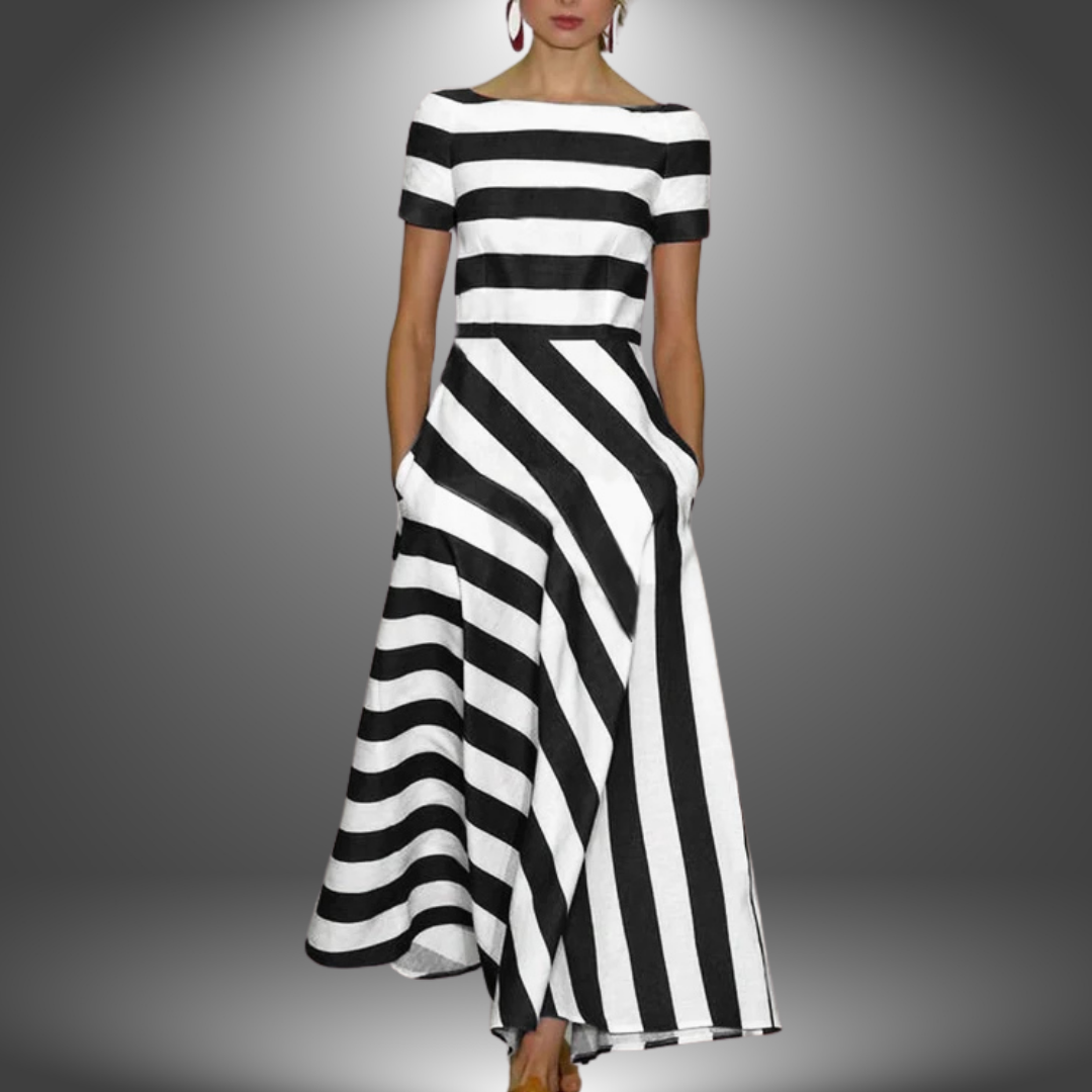 Women's Maxi Red And White Striped Evening Dress