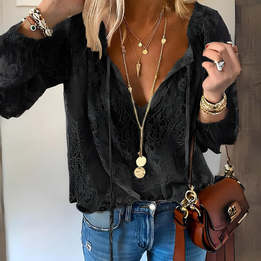 Chic Embroidered Floral Women's Top