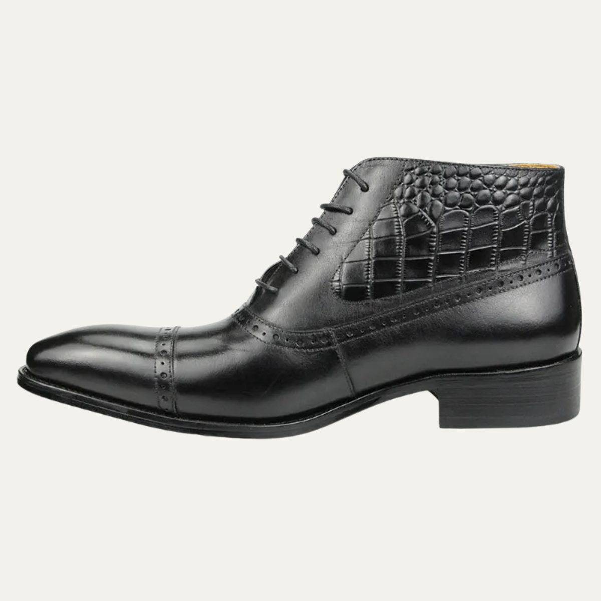 Men's Leather Brogue Ankle Boots Black