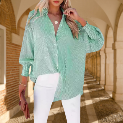 Relaxed Fit Women's Long Sleeve Striped Shirt
