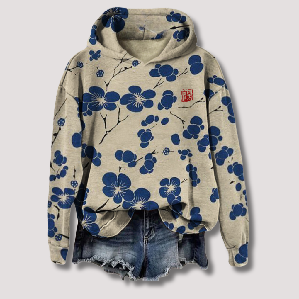 Women's Hooded Floral Sweater Lightweight