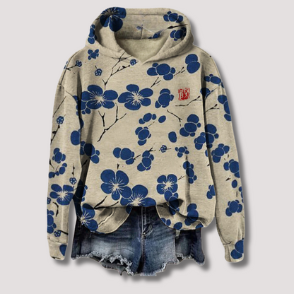 Women's Hooded Floral Sweater Lightweight