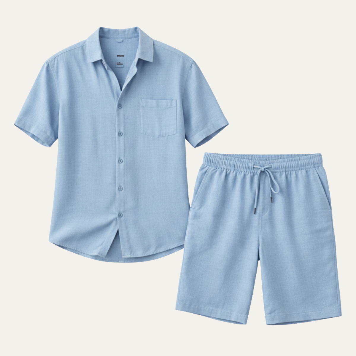 Men's Linen Shirt And Shorts Breathable Summer Set