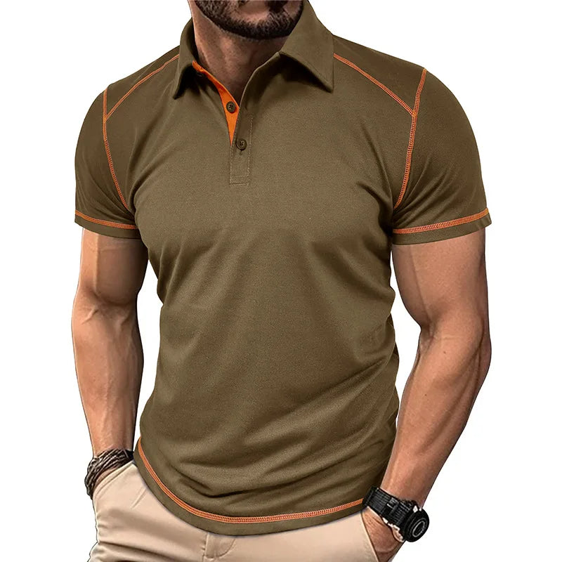 Men's Color Block Polo Shirt Classic Cotton