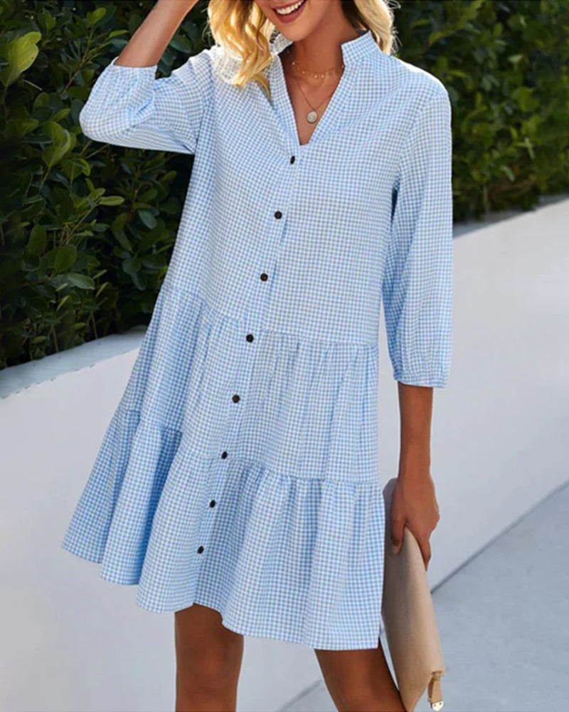 Women's Summer Dress Tiered Skirt 3/4 Sleeves