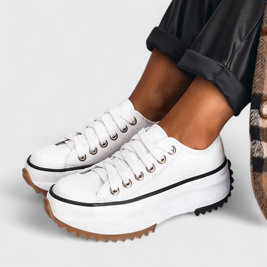 Fabric Low Top Casual Lace Sneakers - VibreMode