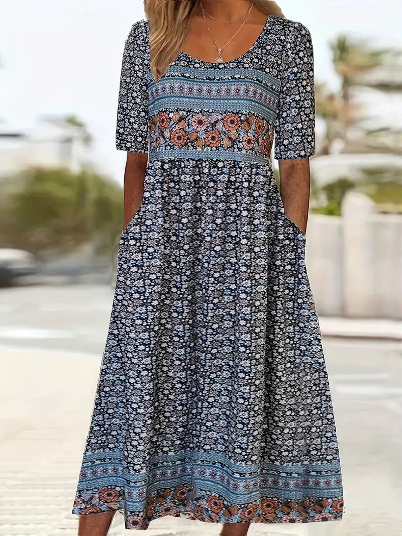 Women's High-Waist Dress with Side Pockets