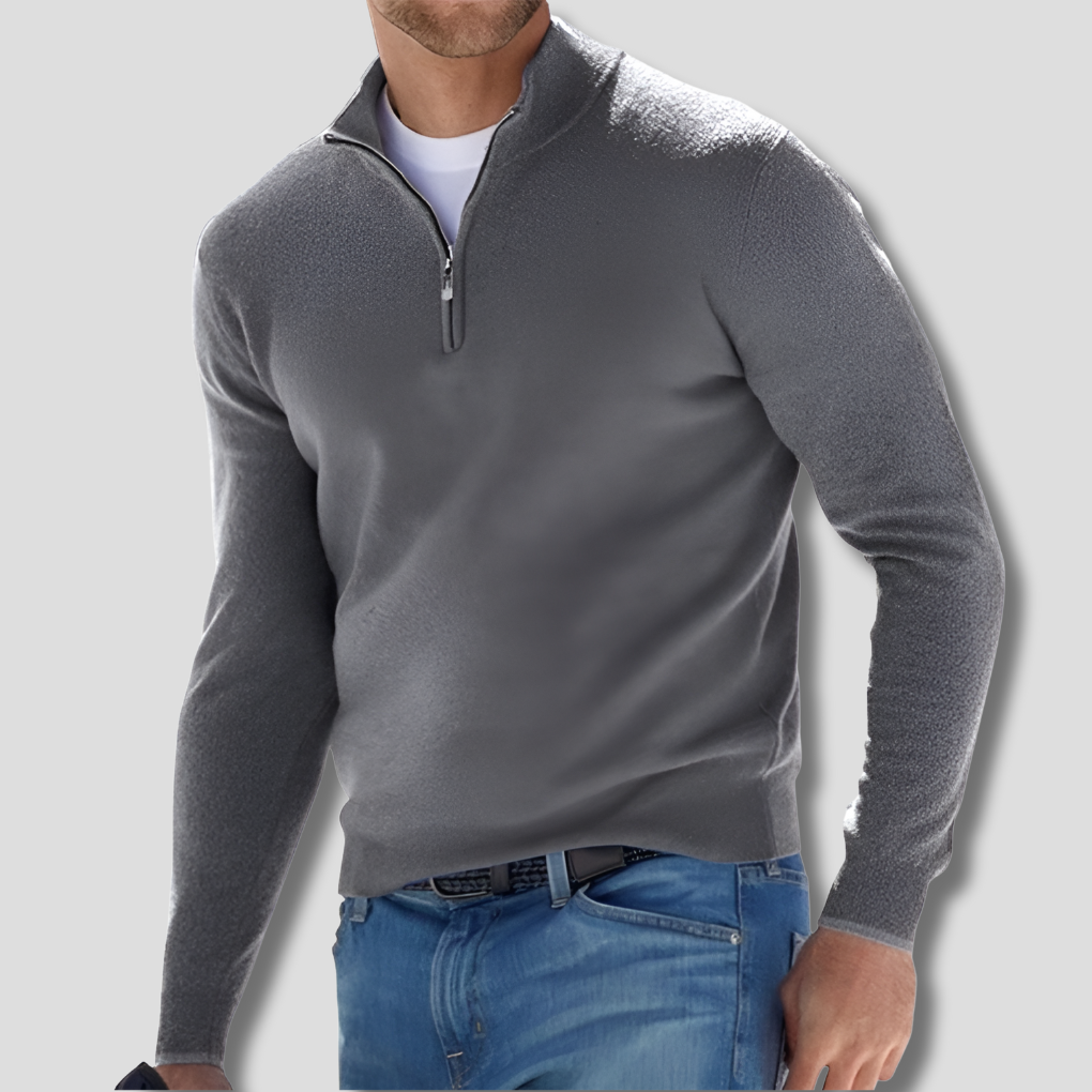 Men's Cotton Knit Zipper Pullover Sweater