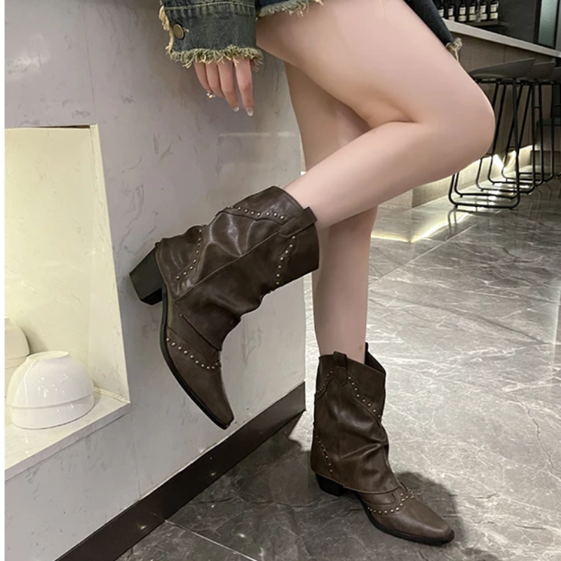 Women's Studded Ankle Boots Slouchy
