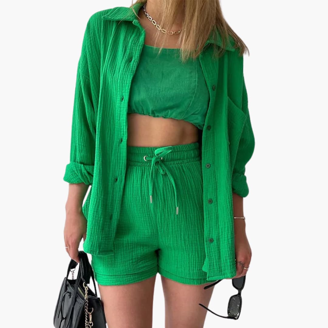 Women's 3 Piece Set High Waist Shorts