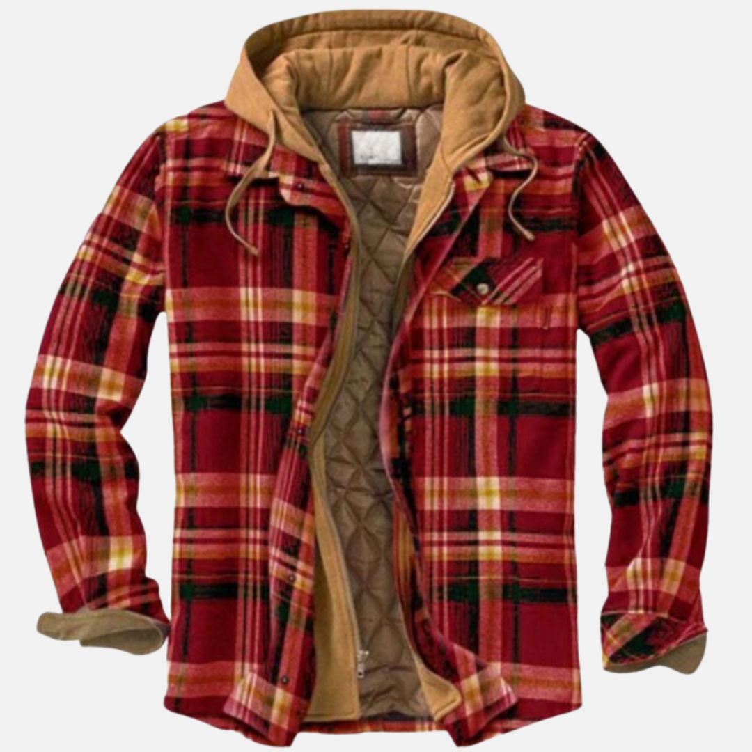 Men's Plaid Hooded Jacket Shirt