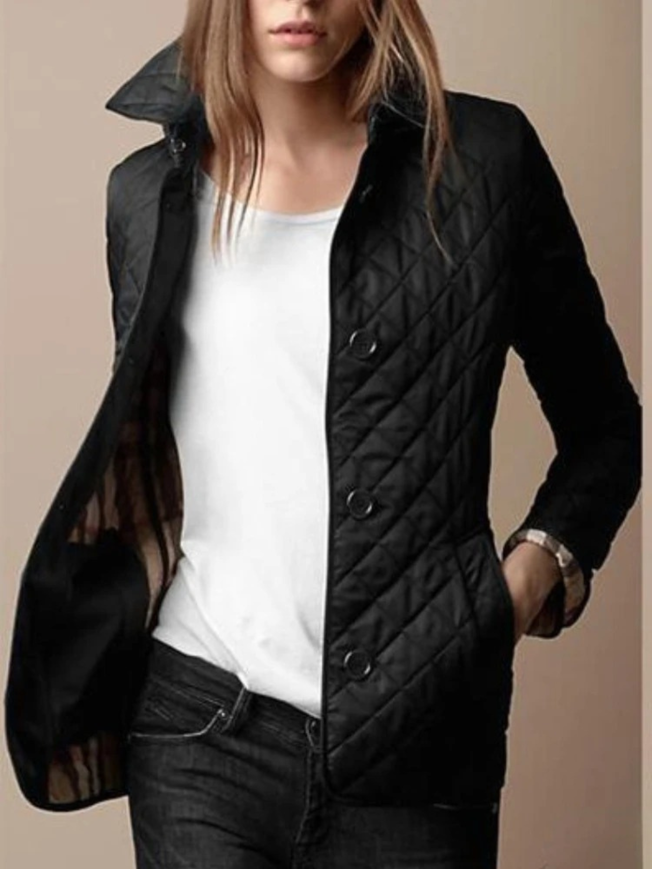 Women's Lined Jacket Folded Collar - VibreMode