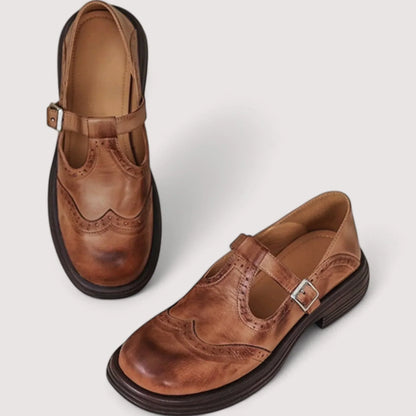 Ladies Classic Round Toe Buckle Shoes