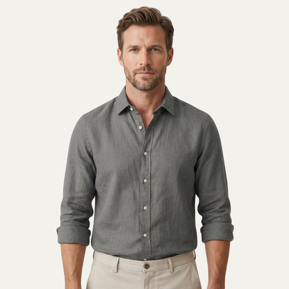Men's Linen Beach Shirt Lightweight Beige