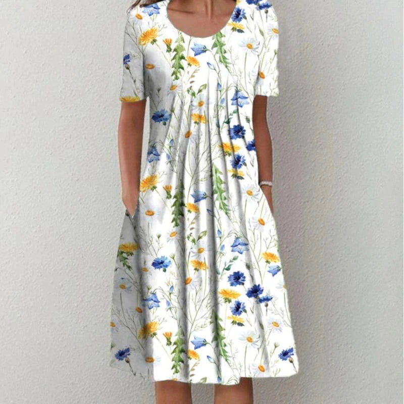 Women's Floral Pleated Dress