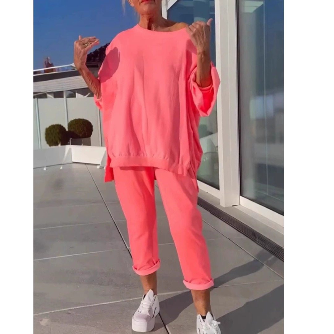 Women's Loungewear Loose Fit Pullover Pants Set - VibreMode