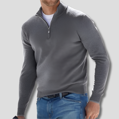 Men's Cotton Zipper Collar Pullover Sweater