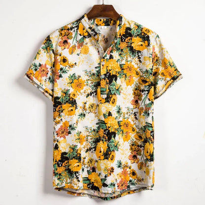 Kenneth Men's Printed Henley Cotton Shirt