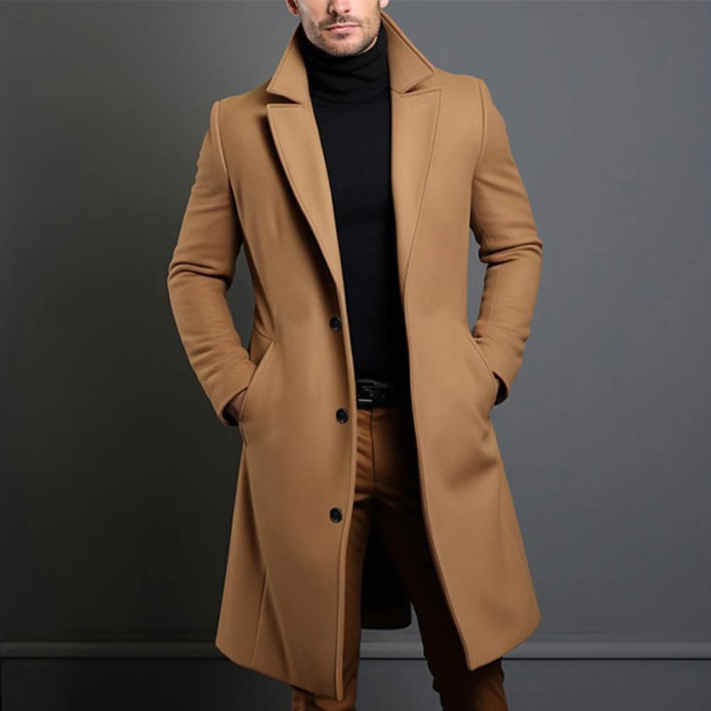 Men's Formal Winter Coat Button Closure - VibreMode