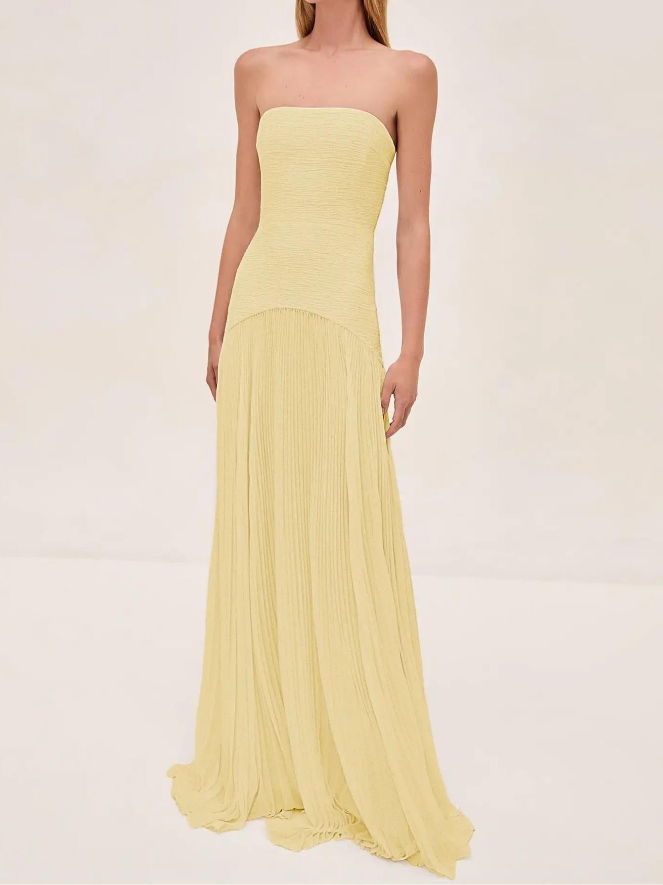 Elegant Strapless Floor Length Evening Dress for Women