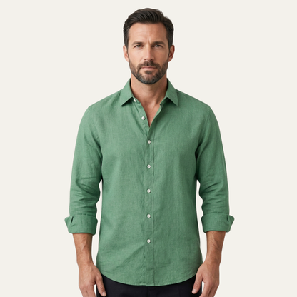 Men's Linen Beach Shirt Lightweight Beige