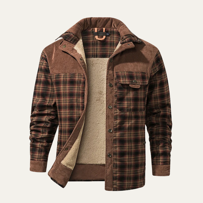 Men's Plaid Flannel Jacket Multi Pocket