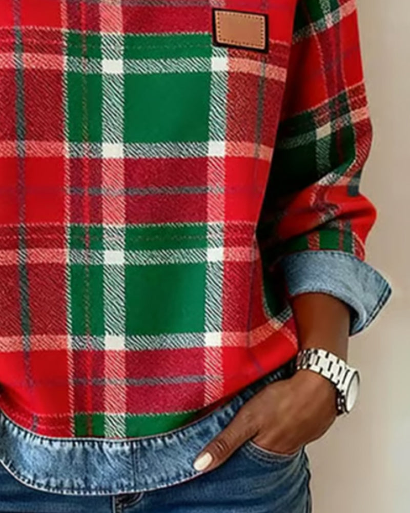 Ainsley Checkered Patchwork Sweatshirt