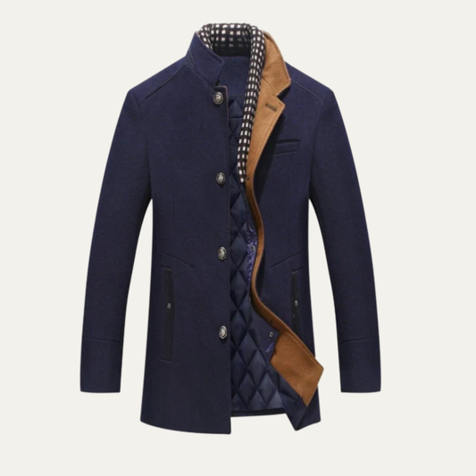 Men's Classic Wool Winter Coat Quilted Lining - VibreMode