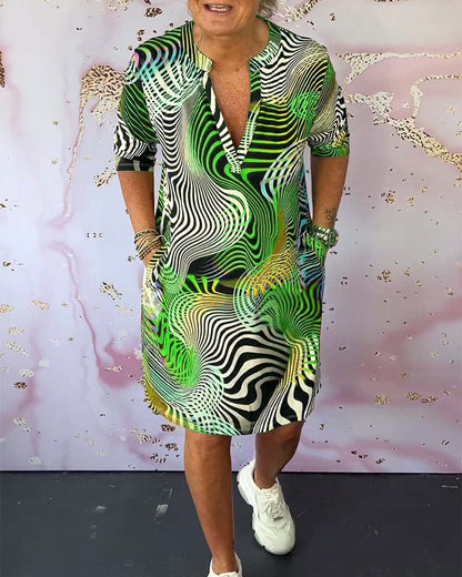 Women's V-Neck Dress Colorful