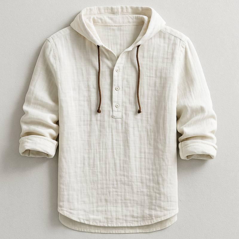 Men's Button Neck Hoodie Pullover