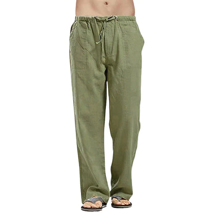 Men's Linen Pants Breathable Oversized Beige