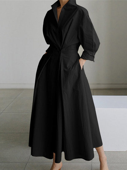Women's Elegant Button Front Shirt Dress