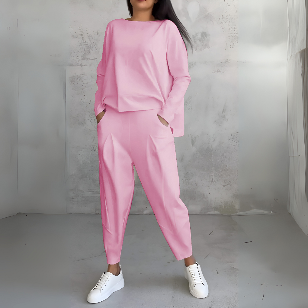 Women's Two-Piece Leisure Suit Long Sleeves Round Neck