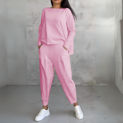 Women's Two-Piece Leisure Suit Long Sleeves Round Neck
