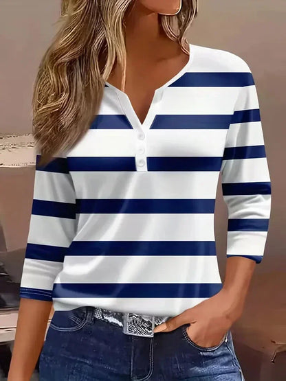 Women's Striped Henley