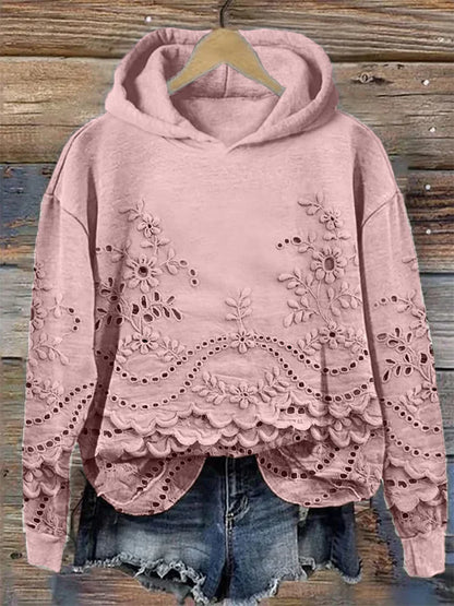 Women's Hoodie Decorative Cutout Detailing - VibreMode