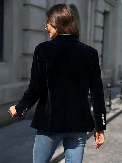 Women's Velvet Blazer Elegant Black